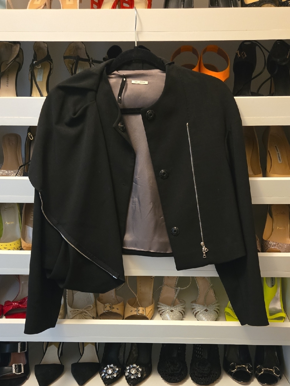 Gabriele Colangelo Black Women's Cropped Jacket with Zipper Size 40